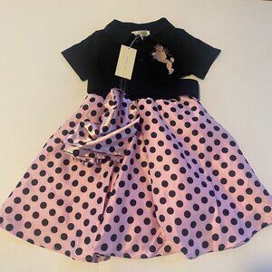 Trish Scully, NWT, girl's size 3, Poodle Pink Black polka dot 50's dress.